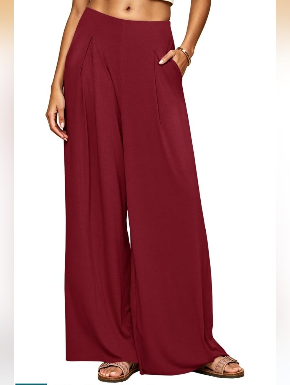 Wide-Leg Palazzo Pants in Wine